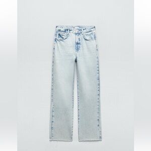 NWT ZARA HIGH TISE STRAIGHT LEG ANKLE GRAZER JEANS